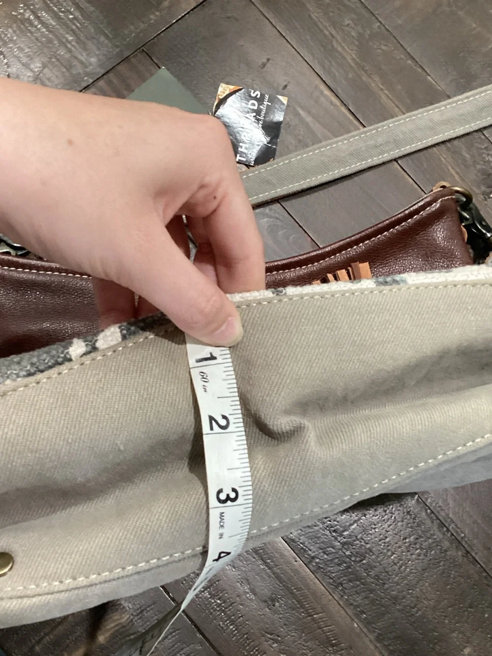 Myra Bag Brown Leather & Gray Camo Shoulder Bag